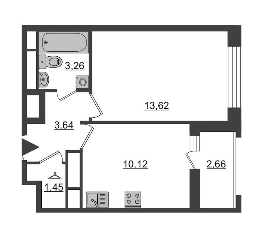 Однокомнатная квартира в : площадь 33.42 м2 , этаж: 10 – купить в Санкт-Петербурге